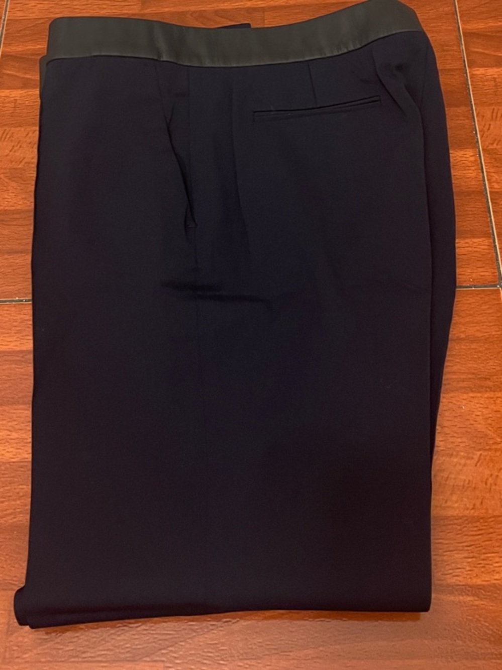IRO navy  blueTailored Women's Dress Pants with Leather-Trim Waistband